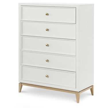 Chelsea 5 Drawer Chest In White and Gold