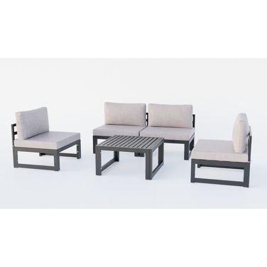 Chelsea 5 Piece Patio Chairs and Coffee Table Set with Cushions In Beige
