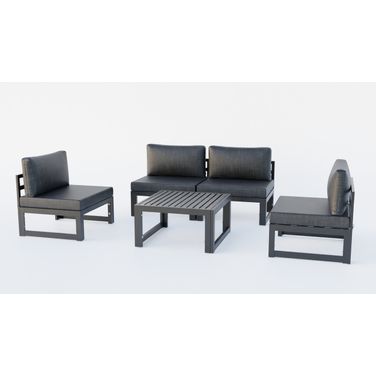 Chelsea 5 Piece Patio Chairs and Coffee Table Set with Cushions In Black