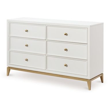 Chelsea 6 Drawer Dresser In White and Gold