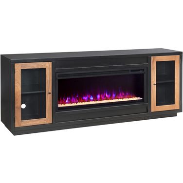 Chelsea 82 Inch Fireplace Console with 42 Inch Insert In Black