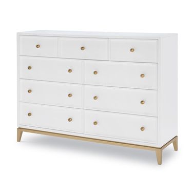 Chelsea 9 Drawer Bureau In White and Gold