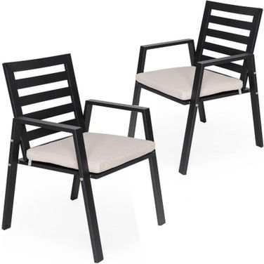 Chelsea Patio Dining Armchair Set of 2 In Beige