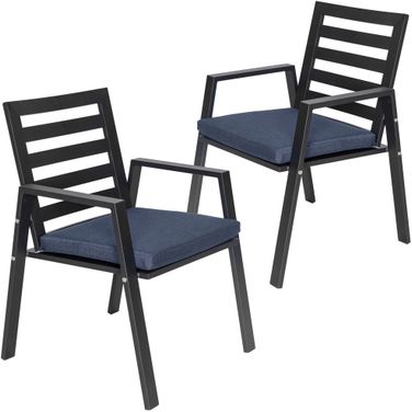 Chelsea Patio Dining Armchair Set of 2 In Charcoal Blue