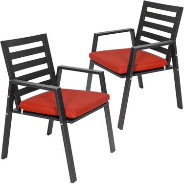 Chelsea Patio Dining Armchair Set of 2 In Cherry Red
