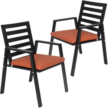 Chelsea Patio Dining Armchair Set of 2 In Orange
