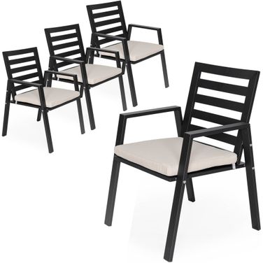 Chelsea Patio Dining Armchair Set of 4 In Beige