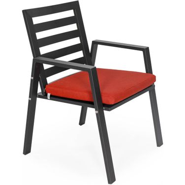 Chelsea Patio Dining Armchair with Removable Cushions In Cherry Red