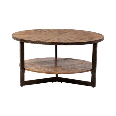 Chelsea Round Coffee Table In Natural and Aged Iron