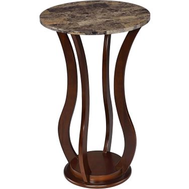 Elton Round Marble Top Accent Table Brown