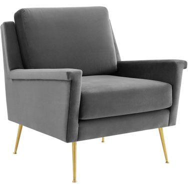 Chesapeake Performance Velvet Armchair In Gold Gray