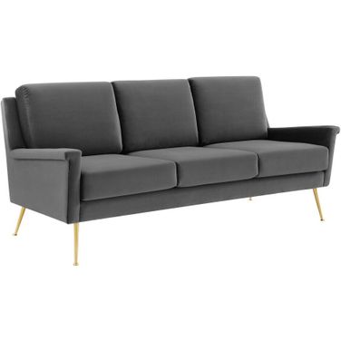 Chesapeake Performance Velvet Sofa In Gold Gray