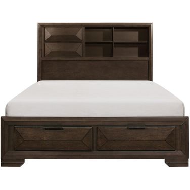 Chesky Warm Espresso King Bookcase Storage Bed