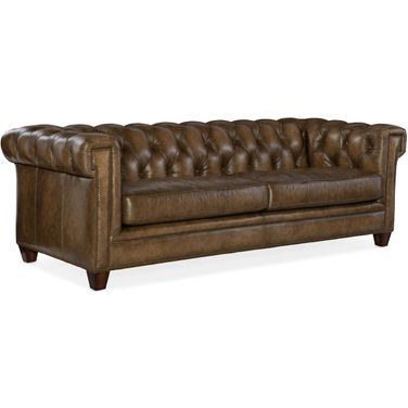 SS Chester Dark Wood Finished Tufted Stationary Sofa