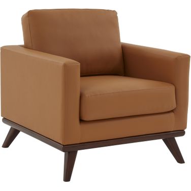 Chester Leather Accent Arm Chair In Cognac Tan