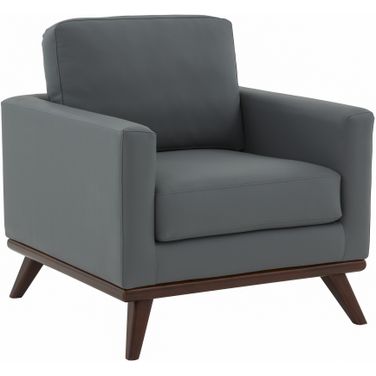 Chester Leather Accent Arm Chair In Grey