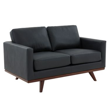 Chester Leather Loveseat In Black