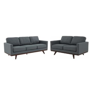 Chester Modern Leather Living Room Set In Grey
