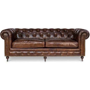 Chesterfield Brown Castered Sofa