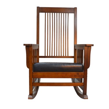 Chestnut Mission Rocker In Brown Upholstery