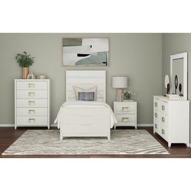 Chett Youth Bedroom Set with LED In White