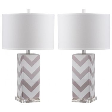 Chevron 27-Inch H Stripe Table Lamp in Grey Set of 2