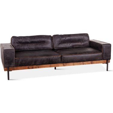 Chiavari Leather Sofa In Antique Ebony