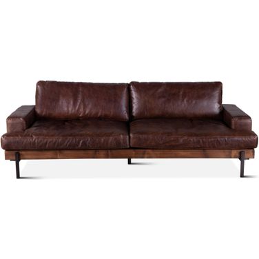 Chiavari Leather Sofa In Geisha Brown