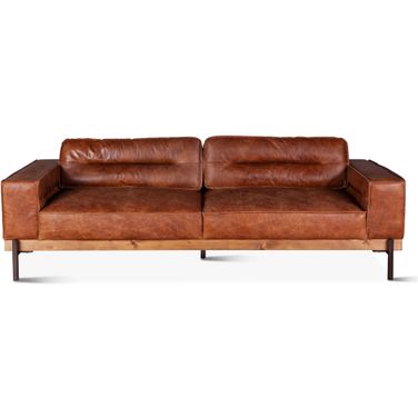 Chiavari Modern Leather Sofa In Vintage Cognac