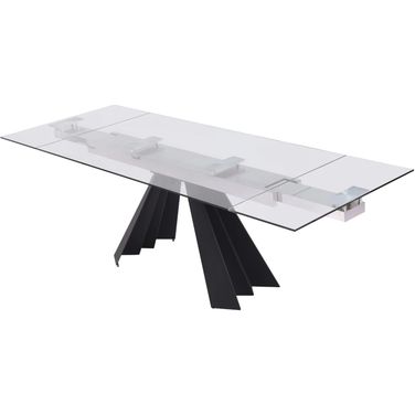 Chicago Extendable Dining Table With 10Mm Tempered Clear Glass Top