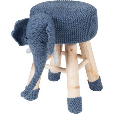 Children's Modern Elephant Ottoman Stool In Blue