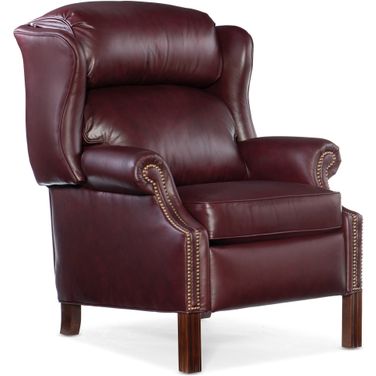 Chippendale Reclining Wing Chair In Burgundy