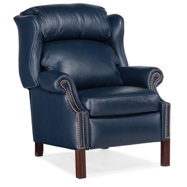 Chippendale Reclining Wing Chair In Navy