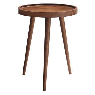 Chiro Wood Round Side Table In Walnut