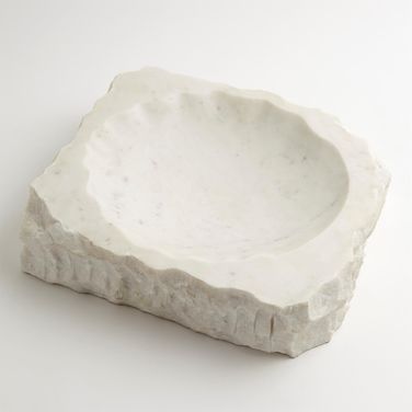 Chiseled Block Bowl In White Marble