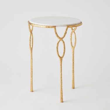 Chiseled Loop Table In Gold and White