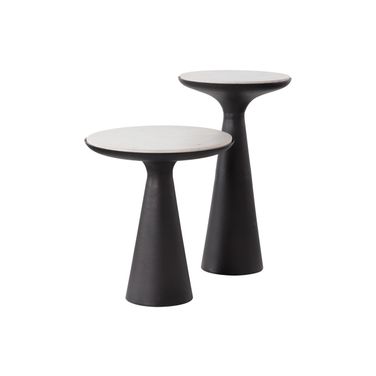 Chizu Nesting End Tables Set Of 2 In White and Dark Bronze
