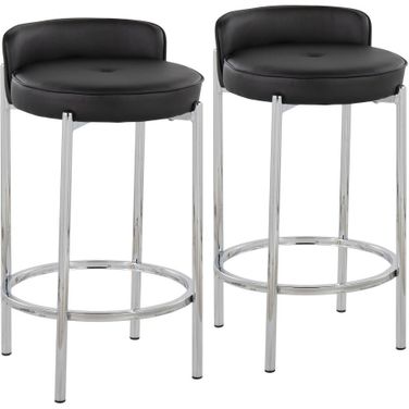 Chloe Counter Stool Set of 2 In Black/Chrome