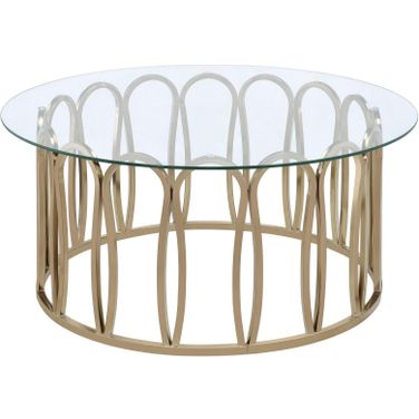 Monett Round Coffee Table Chocolate Chrome and Clear