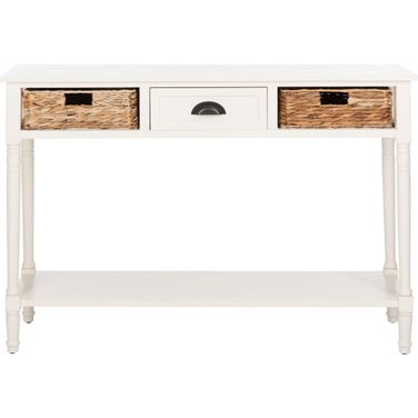 Christa Distressed White Console Table with Storage