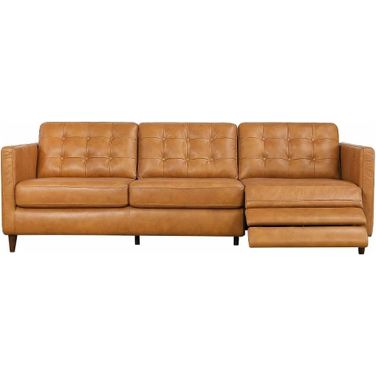 Christopher Tan Leather Electric Reclining Sofa With Right Recliner