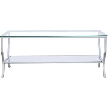 Saide Rectangular Coffee Table with Mirrored Shelf Chrome