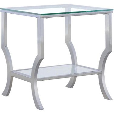 Saide Square End Table with Mirrored Shelf Chrome