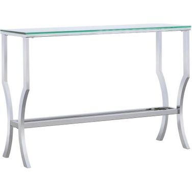 Saide Rectangular Sofa Table with Mirrored Shelf Chrome