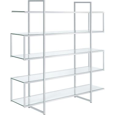 Elmer 5-shelf Bookcase Chrome and Clear