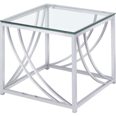 Lille Glass Top Square End Table Accents Chrome