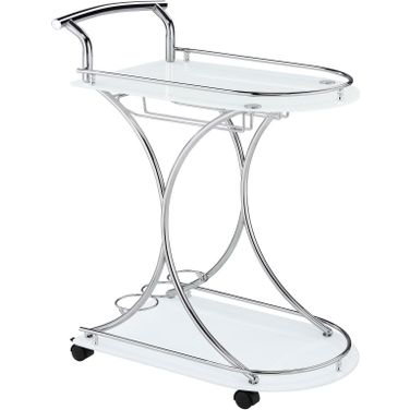 Elfman 2-shelve Serving Cart Chrome and White