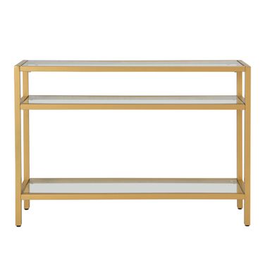 Chrysalis 3 Tier Glass Top Console Table In Clear and Gold