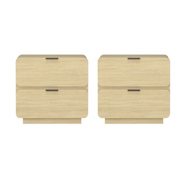 Chrystie Contemporary Modern Nightstand Set of 2 in Natural