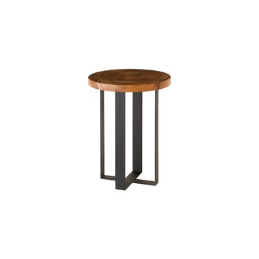 Chuleta Bar Table with Chamcha Wood Top and Metal Base In Black and Natural